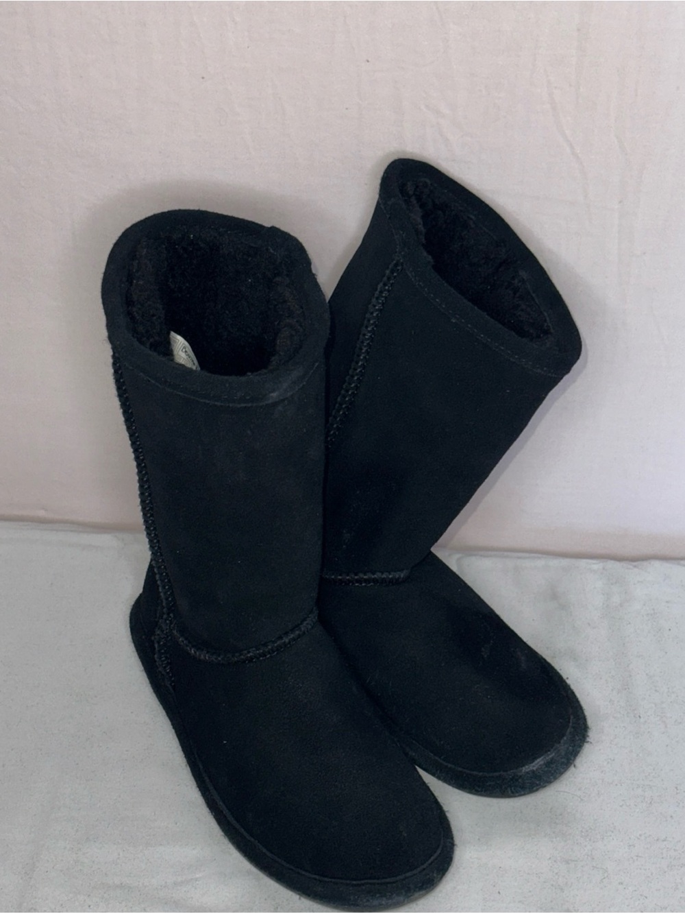BearPaw Kids Black Tall Suede Boots